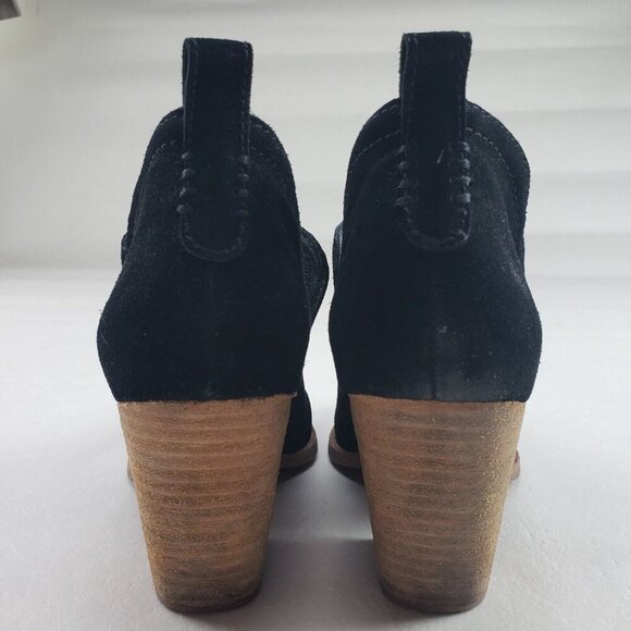 Jeffrey Campbell Rosalee Ankle Boot Womens 8 Black Suede Block Heel Slip On - Picture 8 of 12